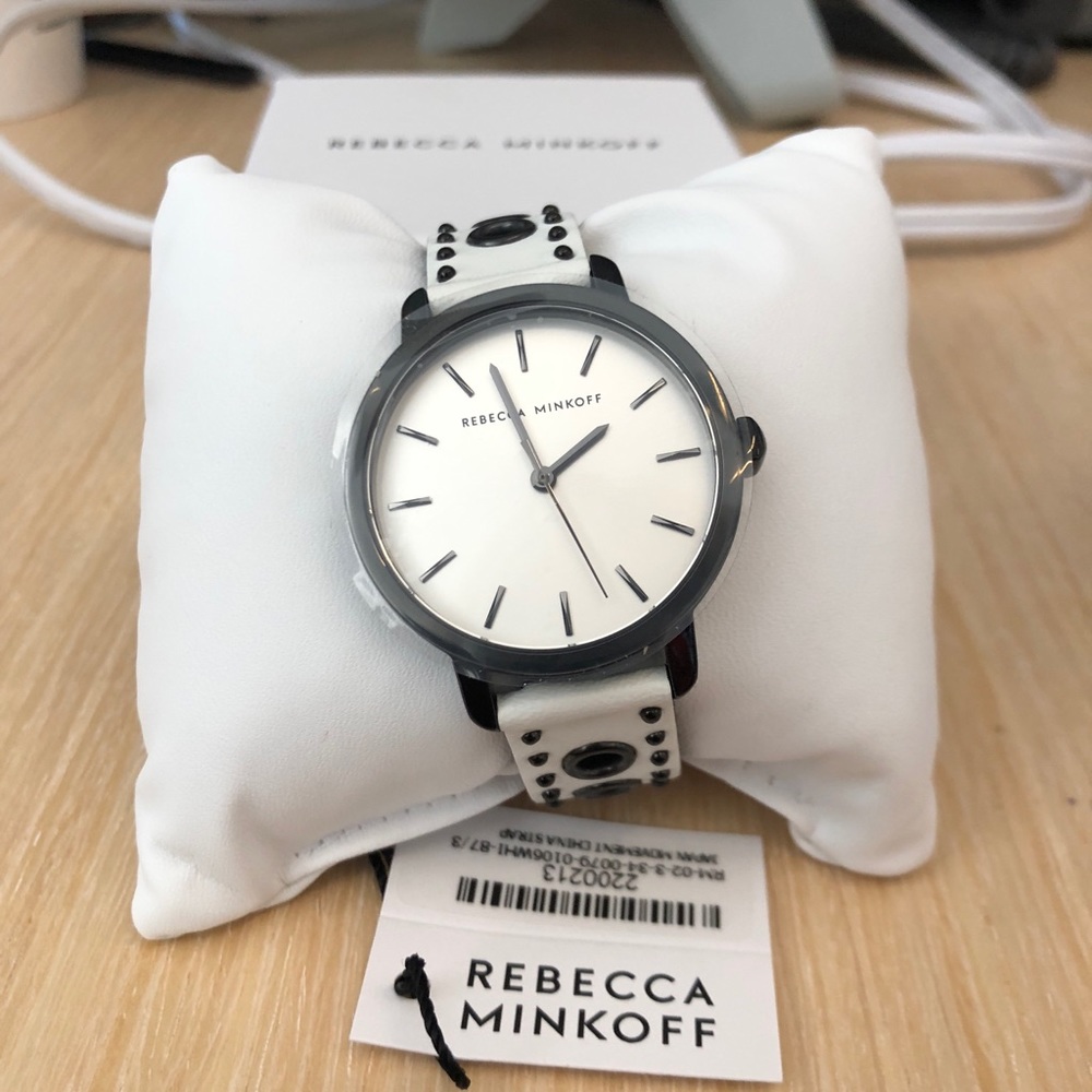 Rebecca Minkoff White Studded Watch